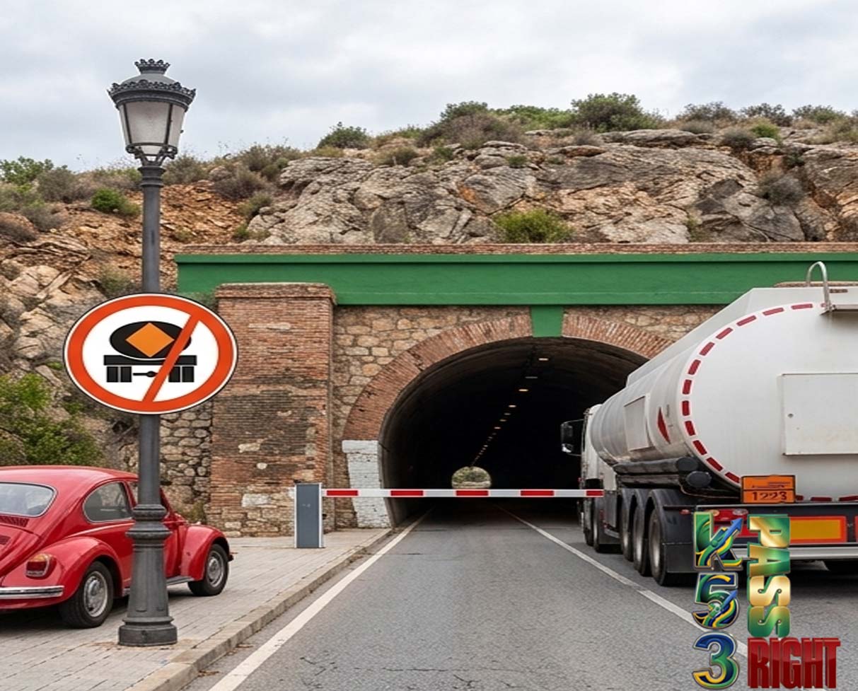 Vehicles Conveying Dangerous Substances Prohibited sign example